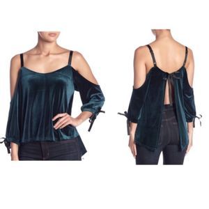Romeo and Juliet Green Velvet Open Back Top